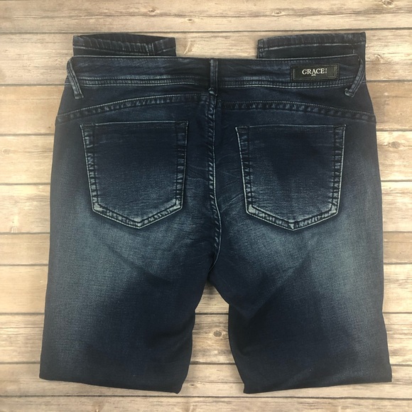 Grace in LA Distressed Easy Fit Denim Jeans - Picture 4 of 8